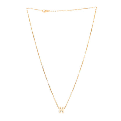Hermes Lacquered Gold Mini Pop H Pendant Necklace White 3 of 4