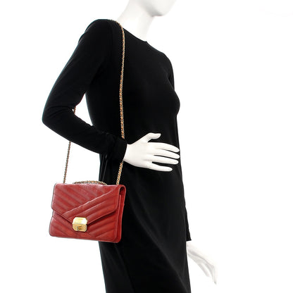 Chanel Calfskin Chevron Quilted Gabrielle Flap Red 2 of 10
