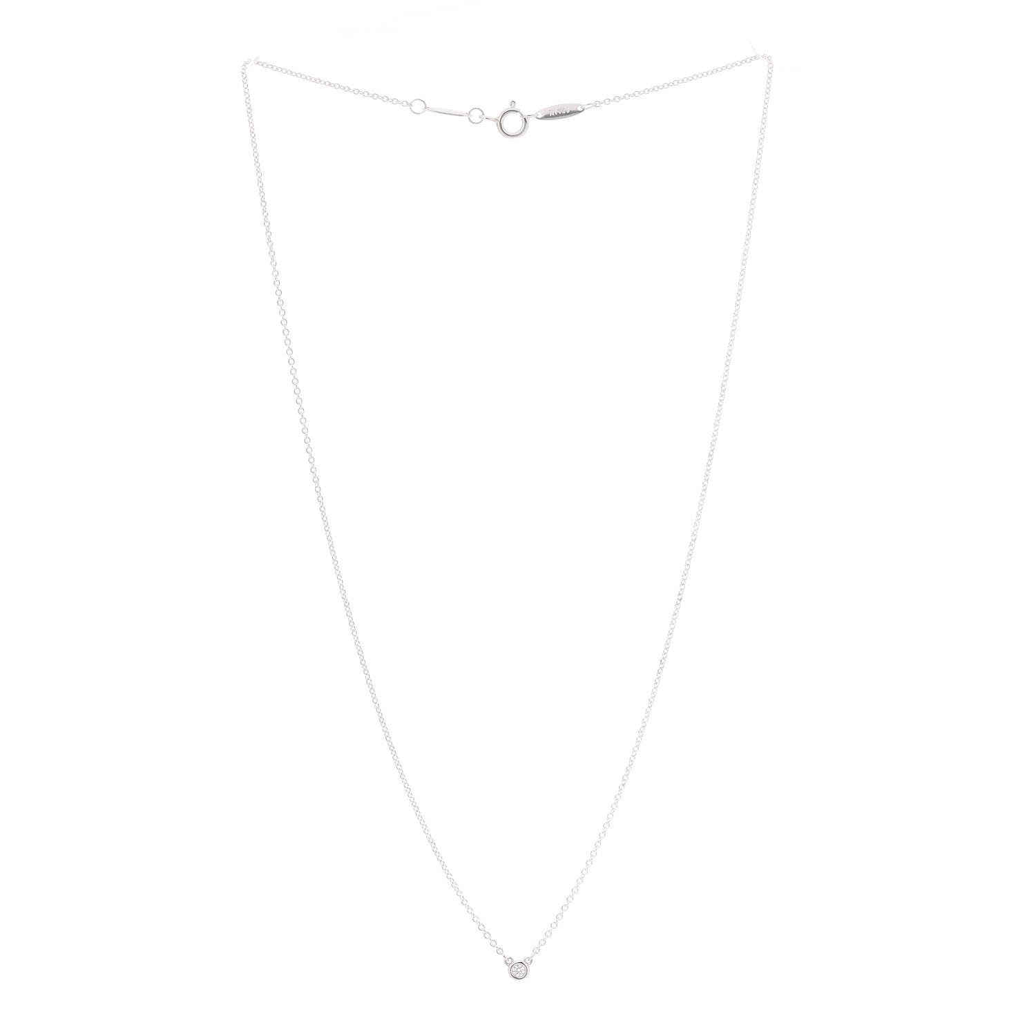 Tiffany Sterling Silver Diamond .03ct Elsa Peretti Diamonds by the Yard Pendant Necklace 3 of 8