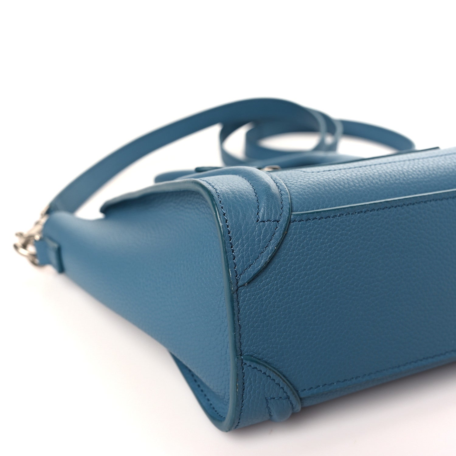 Celine Drummed Calfskin Nano Luggage Blue 9 of 10
