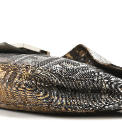 Fendi Metallic Lurex Zucca Vitello Baguette Oro Argento 19 of 19