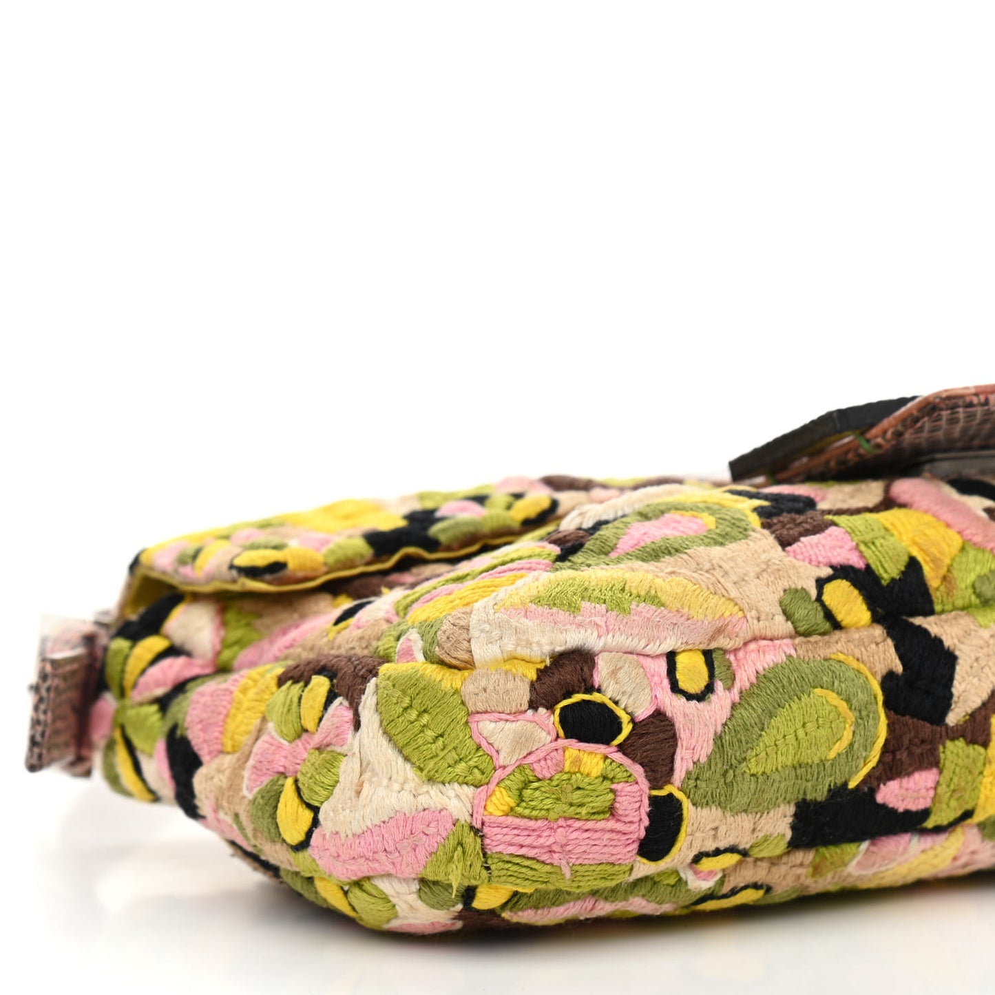 Lizard Embroidered Flower Baguette Pink Multicolor