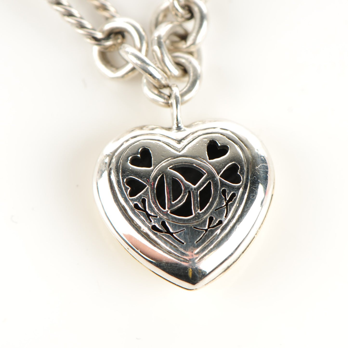 Sterling Silver 18K Yellow Gold Cable Heart Figaro Necklace
