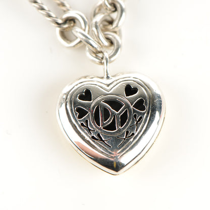 David Yurman Sterling Silver 18K Yellow Gold Cable Heart Figaro Necklace 5 of 6