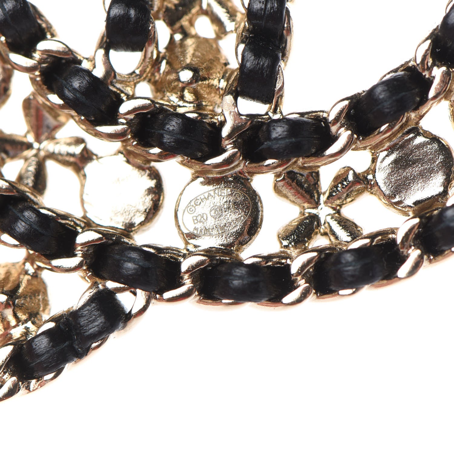 Chanel Metal Lambskin Crystal Sergeant Chanel Brooch Black Gold 4 of 4