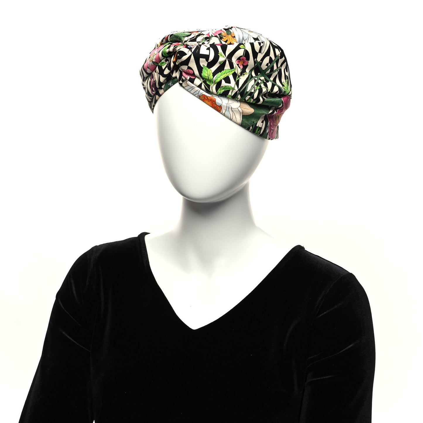 Silk G Rhombus Flora Print Headband M Multicolor