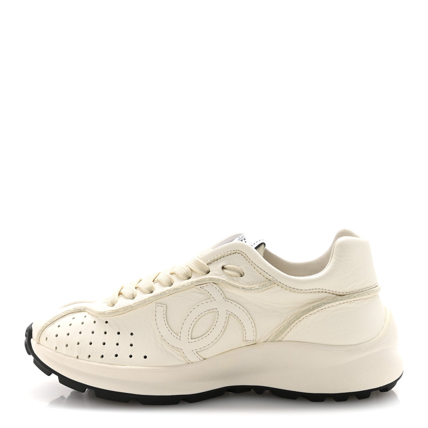 Chanel Calfskin Perforated CC Sneakers 36.5 White 1 of 10