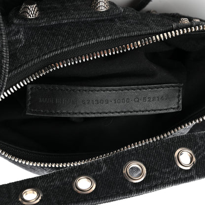 Balenciaga Denim BB Monogram Le Cagole Shoulder Bag XS Black 7 of 12