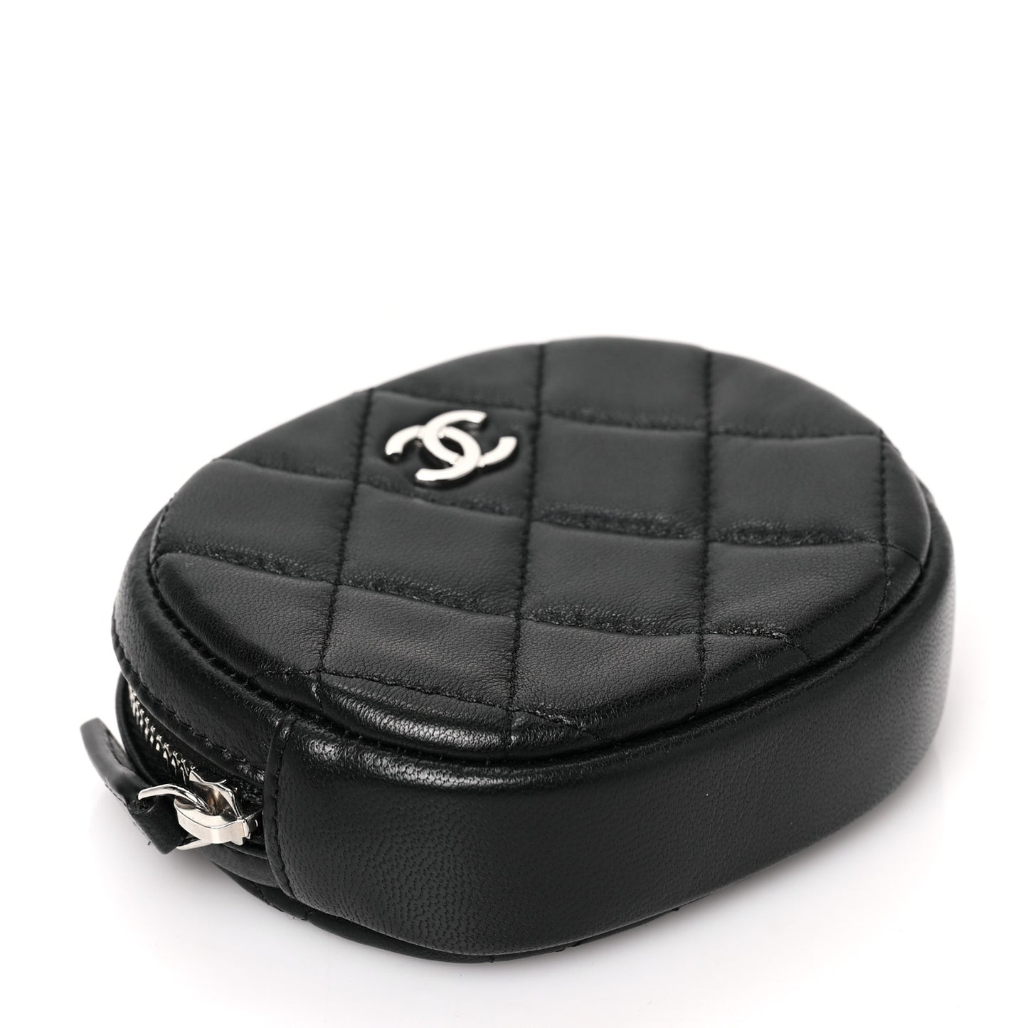 Lambskin Quilted Zip Around Classic Coin Purse Black