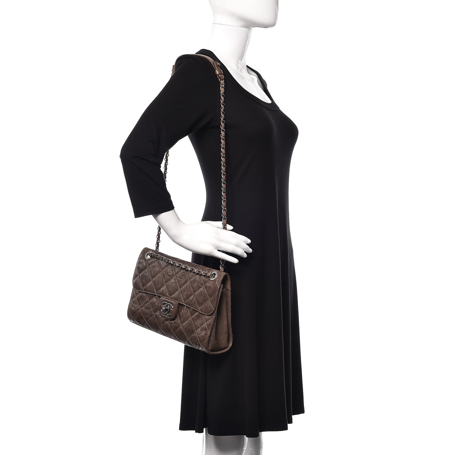 Chanel Crumpled Grained Calfskin Medium CC Crave Flap Brown 2 of 9