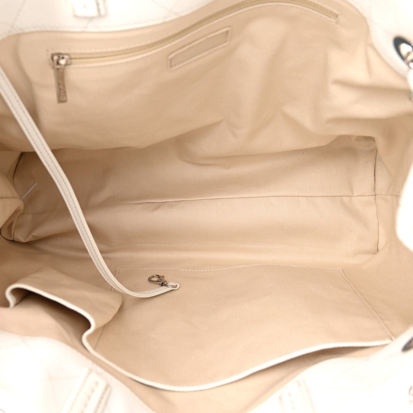 Grained Calfskin CC Pocket Tote White