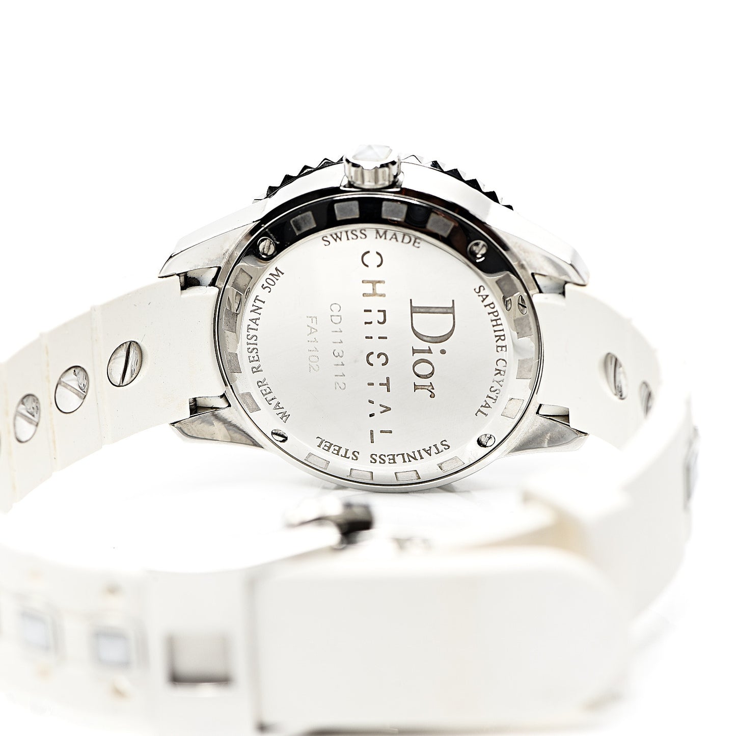 Stainless Steel Rubber Diamond Sapphire 33mm Christal Quartz Watch White