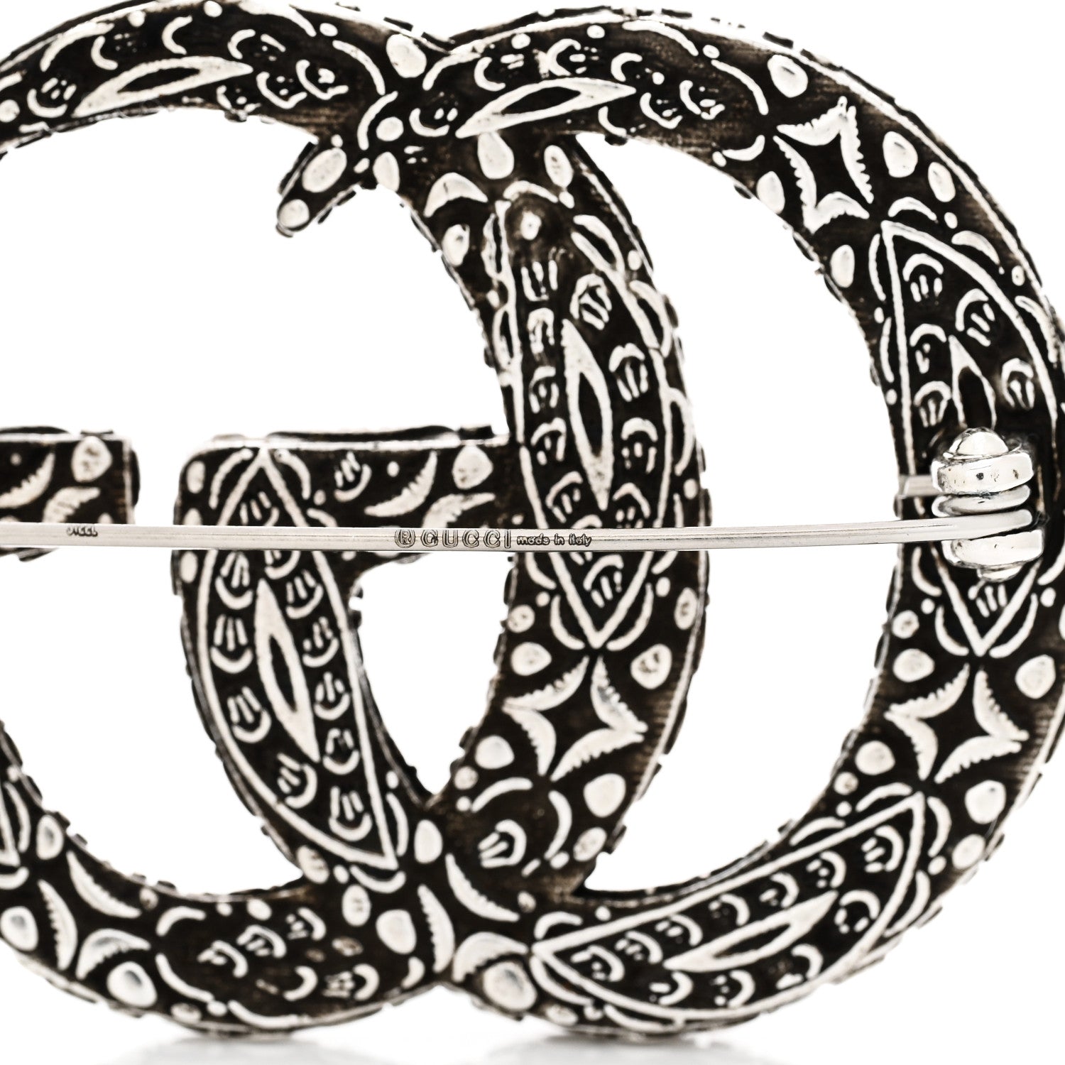 Gucci Sterling Silver Enamel GG Brooch Turquoise 3 of 4