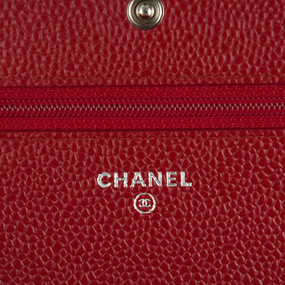 Chanel Caviar Quilted Wallet On Chain WOC Red 6 of 8