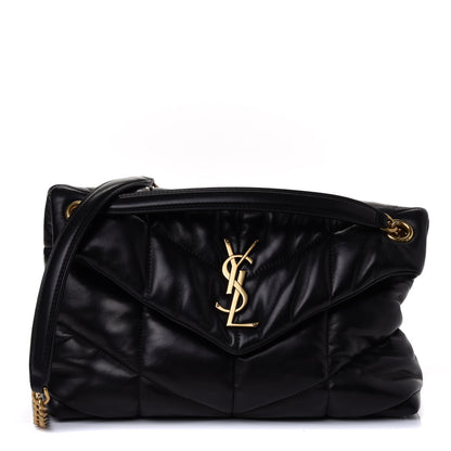 Saint Laurent Lambskin Quilted Small Loulou Puffer Monogram Chain Satchel Black 1 of 4
