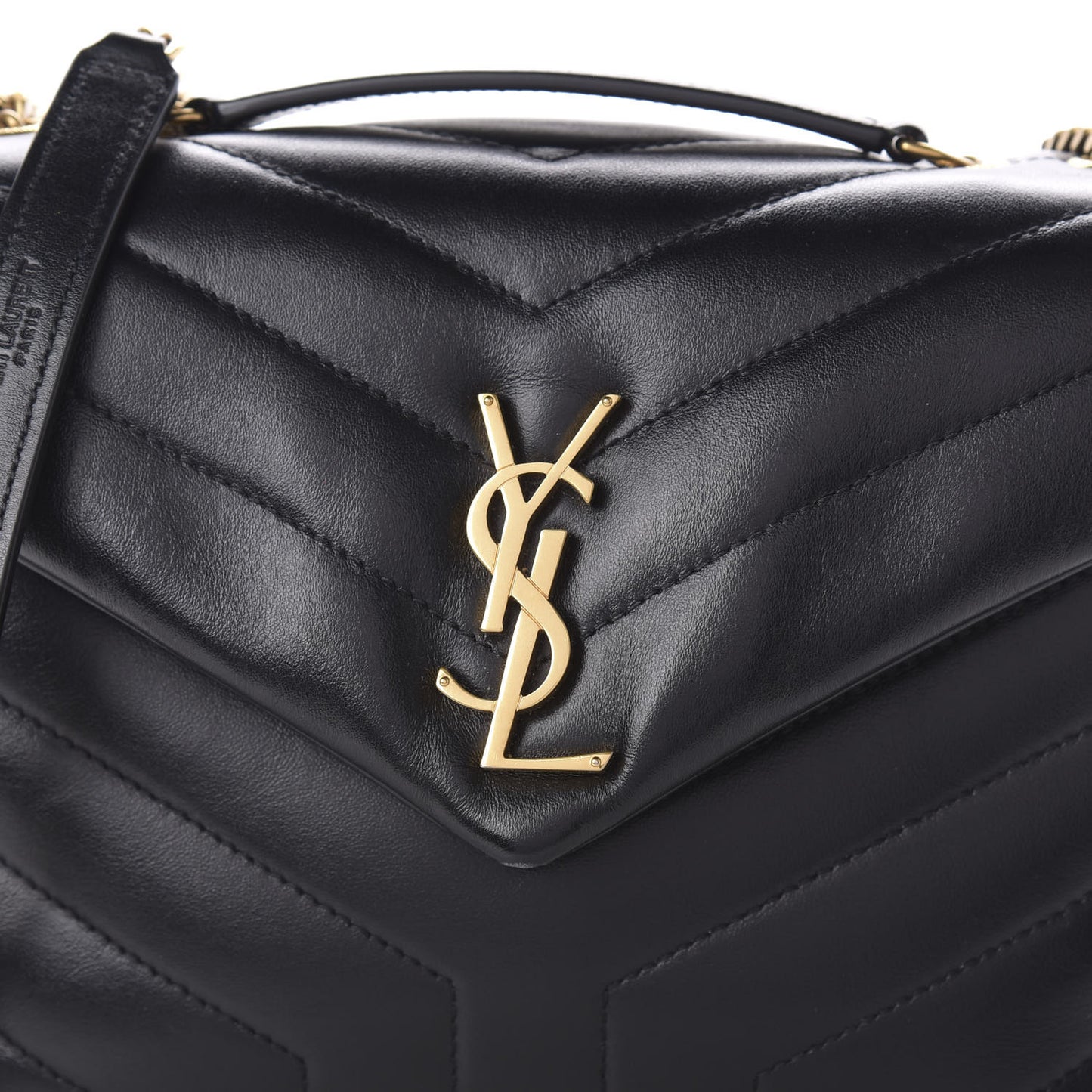 Calfskin Y Quilted Monogram Small Loulou Chain Satchel Black