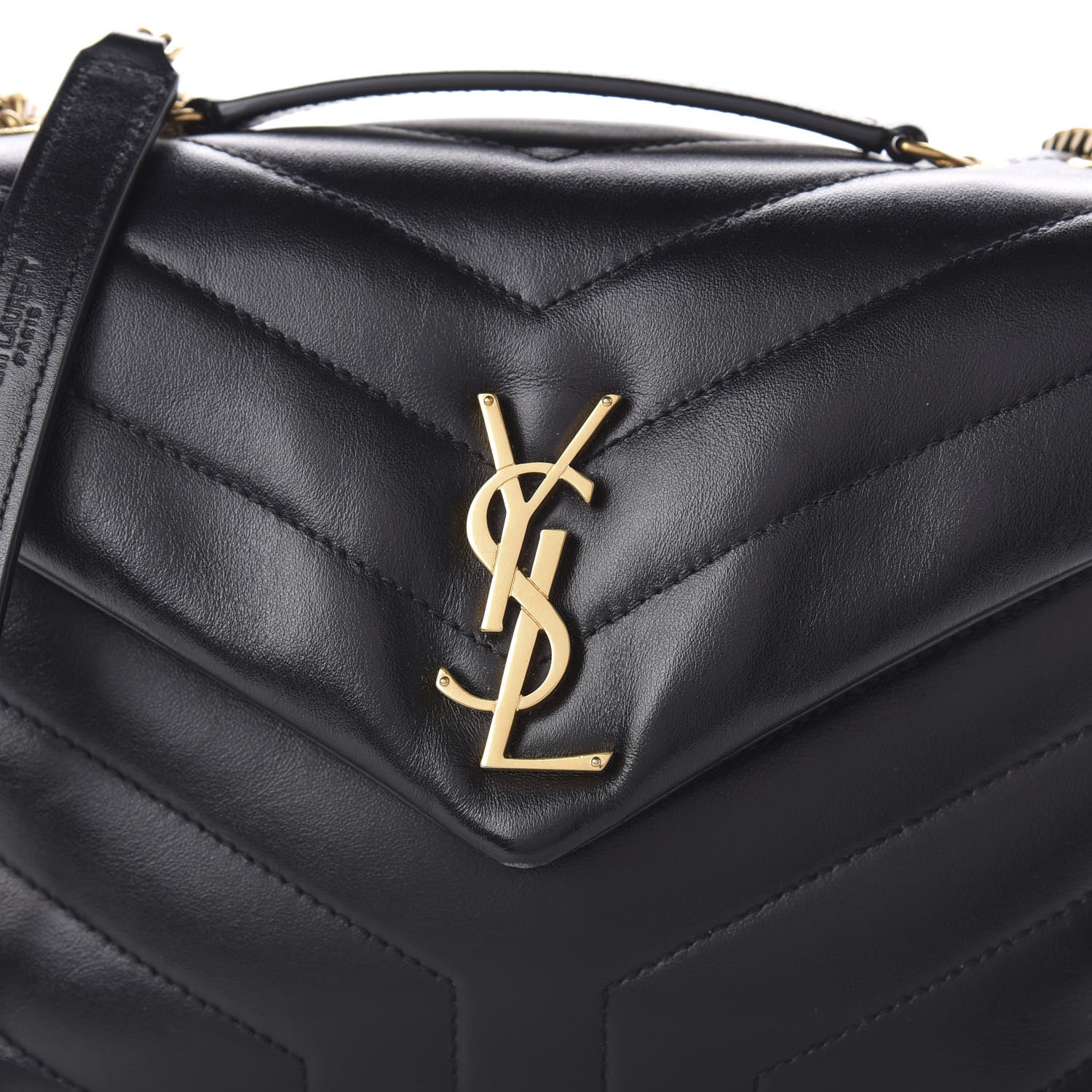 Saint Laurent Calfskin Y Quilted Monogram Small Loulou Chain Satchel Black 9 of 9