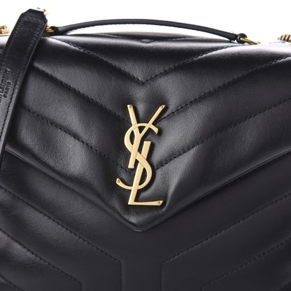 Saint Laurent Calfskin Y Quilted Monogram Small Loulou Chain Satchel Black 9 of 9