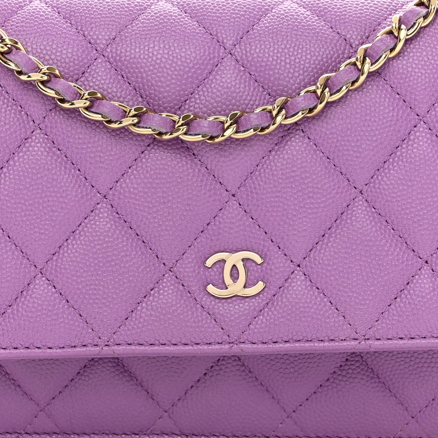 Caviar Quilted Wallet On Chain WOC Purple