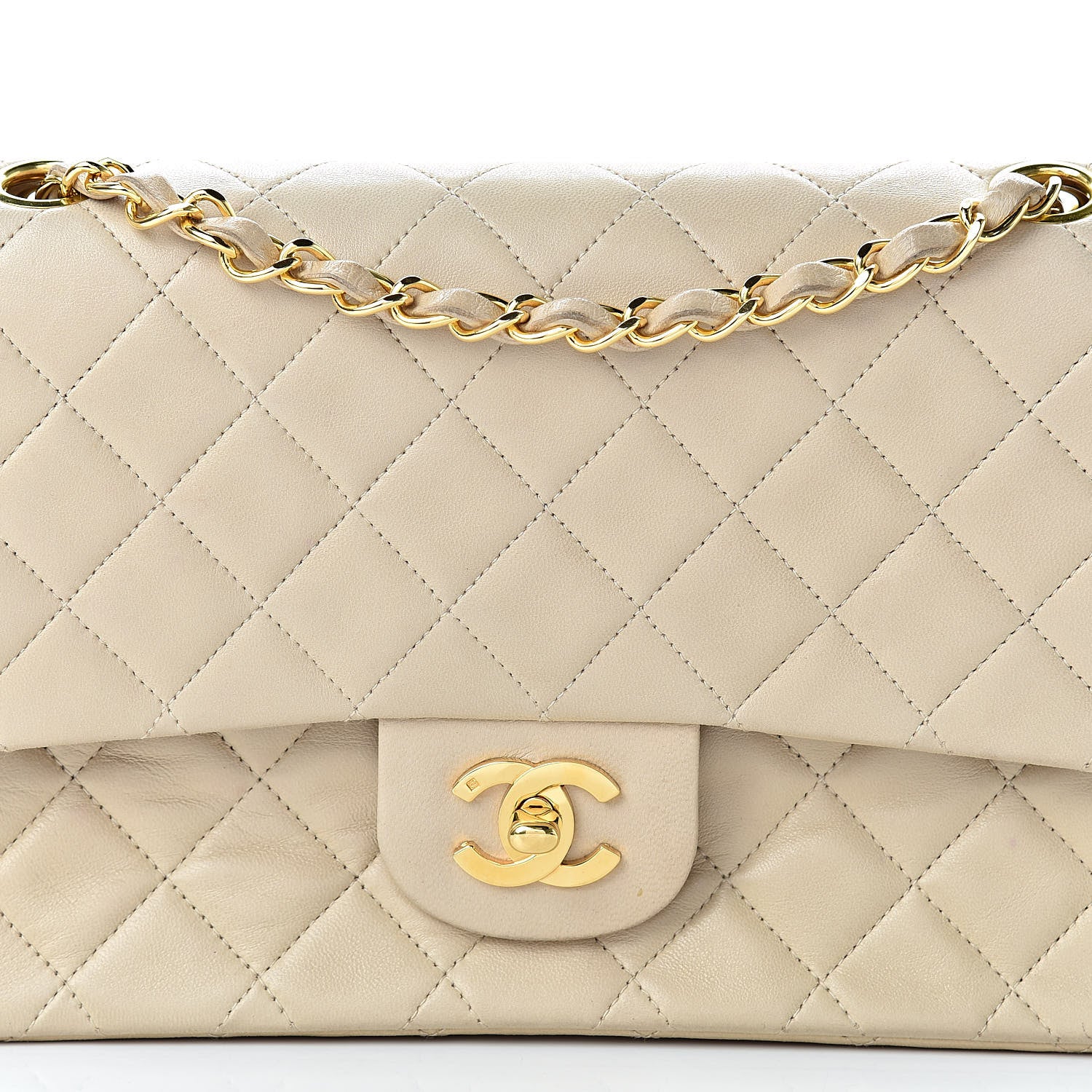 Chanel Lambskin Quilted Medium Double Flap Beige 9 of 15