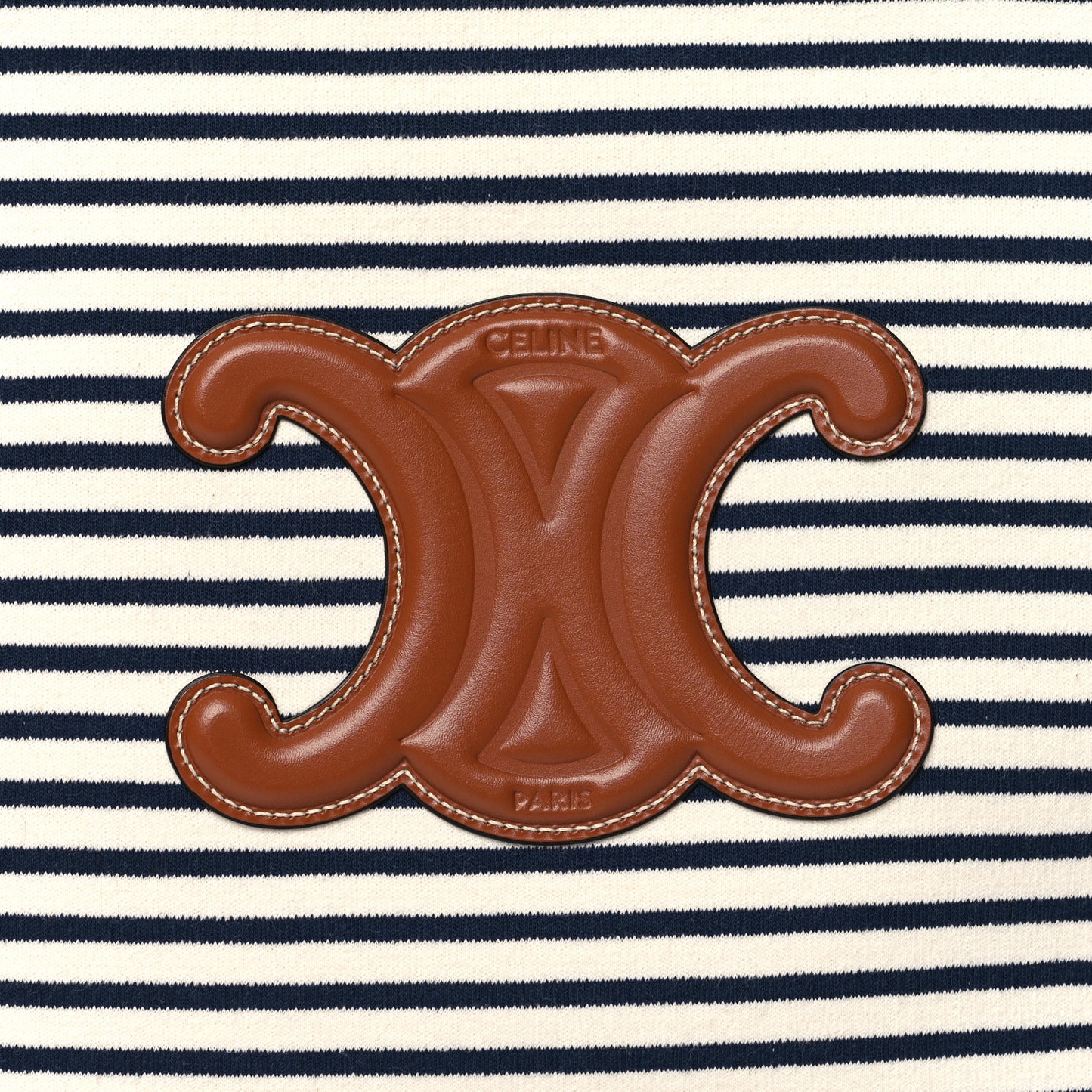 Canvas Calfskin Striped Triomphe Cabas Navy