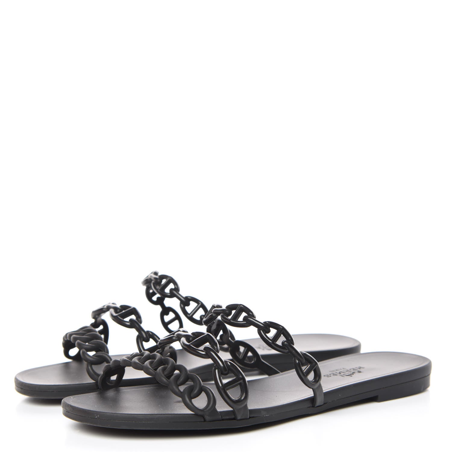 Hermes Rubber Chaine d'Ancre Rivage Sandals 35 Black 3 of 10