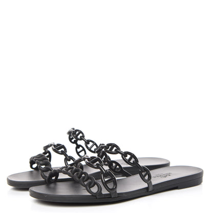 Hermes Rubber Chaine d'Ancre Rivage Sandals 35 Black 3 of 10