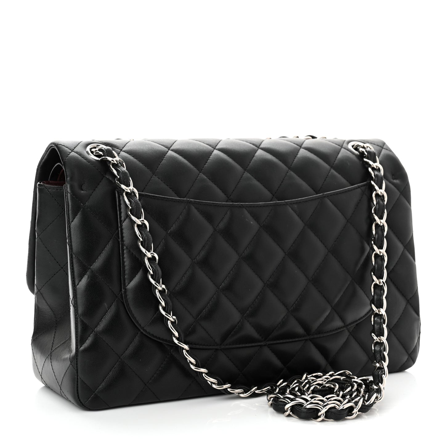 Lambskin Quilted Jumbo Double Flap Black