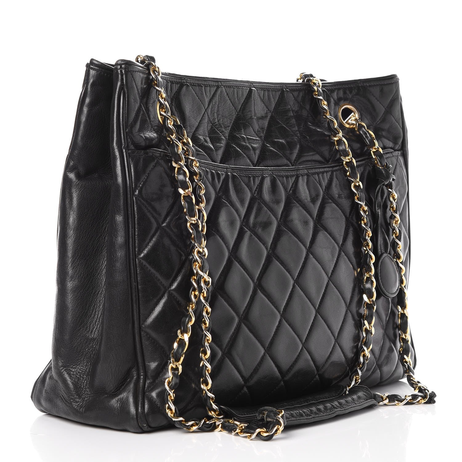 Chanel Lambskin Quilted Shopper Tote Black 3 of 16