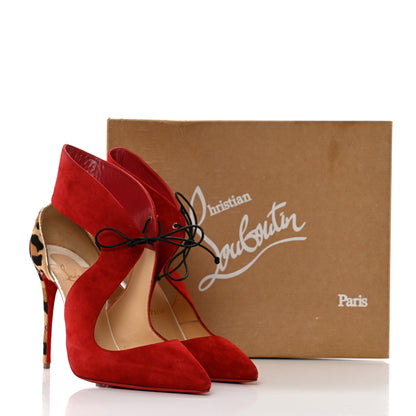 Christian Louboutin Veau Velours Pony Hair Ferme Rouge 100 Pumps 40.5 Rougissime 8 of 8
