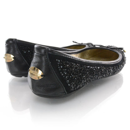 Jimmy Choo Jeweled Suede Weber Ballet Flats 37 Black 3 of 7