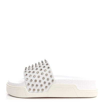 Christian Louboutin Calfskin Donna Studded Pool Fun Platform Flat Slide Sandals 41 White 1 of 11