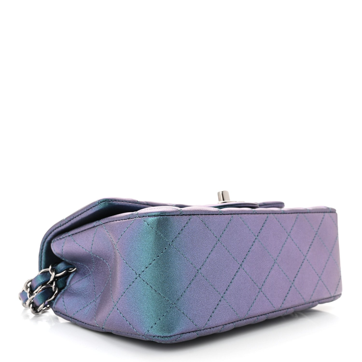 Chanel Iridescent Lambskin Quilted Mini Rectangular Flap Turquoise 4 of 11