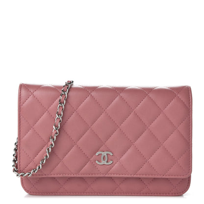 Chanel Lambskin Quilted Wallet On Chain WOC Pink 1 of 11