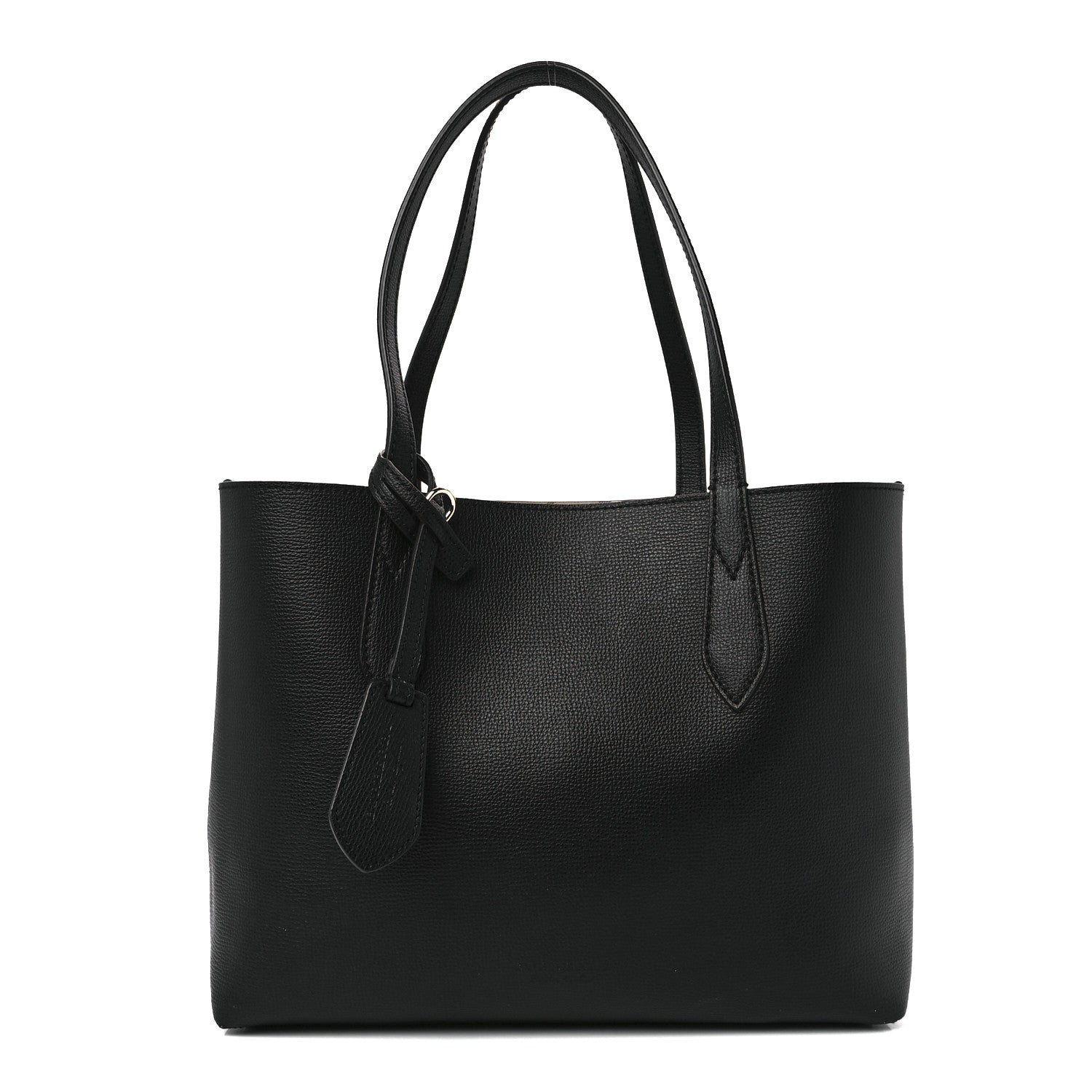 Burberry Grainy Calfskin Haymarket Check Small Reversible Tote Black 1 of 22