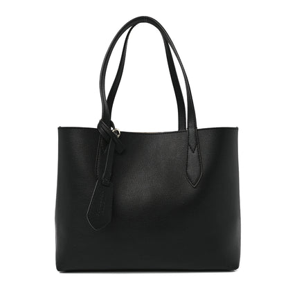 Burberry Grainy Calfskin Haymarket Check Small Reversible Tote Black 1 of 22