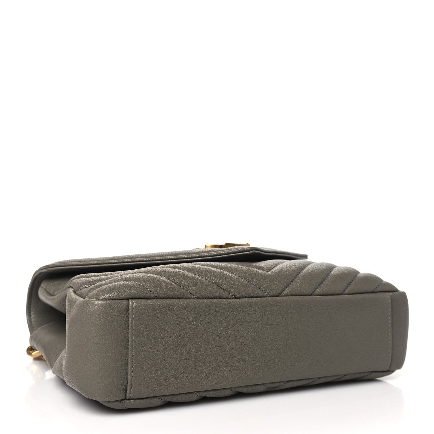 Saint Laurent Sheepskin Matelasse Chevron Monogram Medium College Bag Grey Kaki 4 of 10