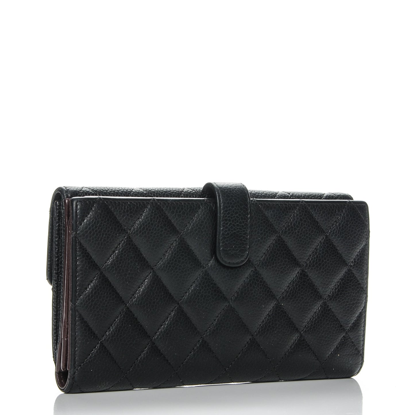 Caviar Quilted CC Long Double Wallet Black