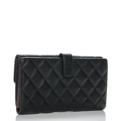 Chanel Caviar Quilted CC Long Double Wallet Black 3 of 8