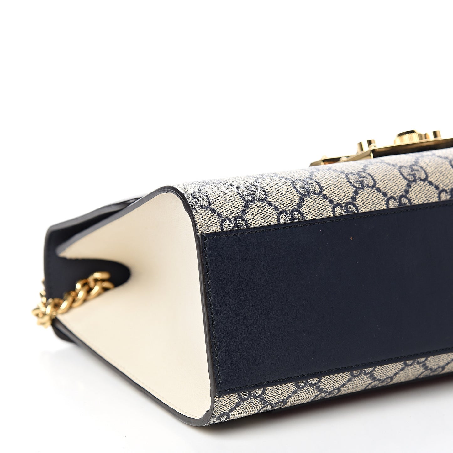GG Supreme Monogram Calfskin Medium Padlock Shoulder Bag Beige Blue Mystic White Hibiscus Red