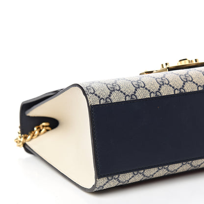 Gucci GG Supreme Monogram Calfskin Medium Padlock Shoulder Bag Beige Blue Mystic White Hibiscus Red 7 of 13