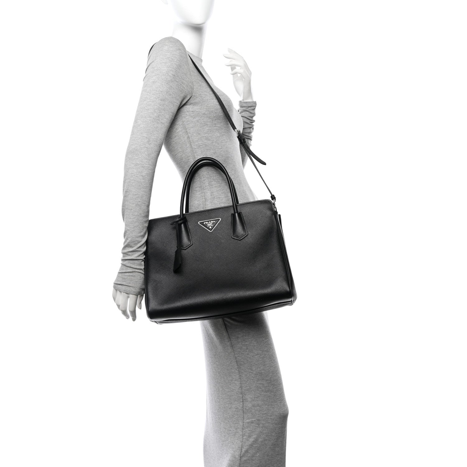 Prada Saffiano Cuir Medium Tote Black 2 of 13