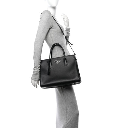 Prada Saffiano Cuir Medium Tote Black 2 of 13