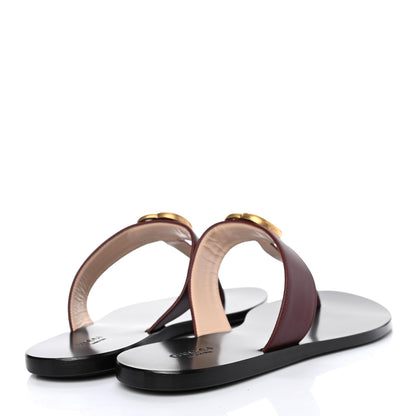 Gucci Calfskin GG Marmont Thong Sandals 38.5 Vintage Bordeaux 4 of 7