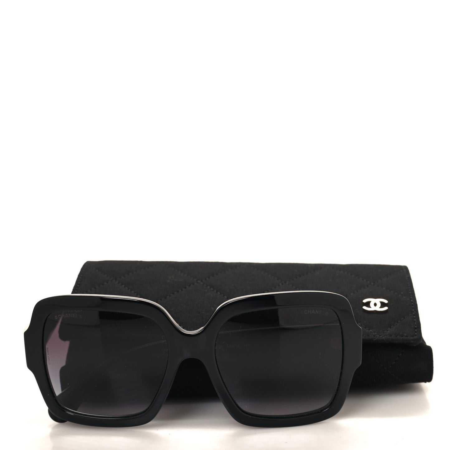 Acetate Charms Pearl Square Sunglasses 5479-A Black Gold