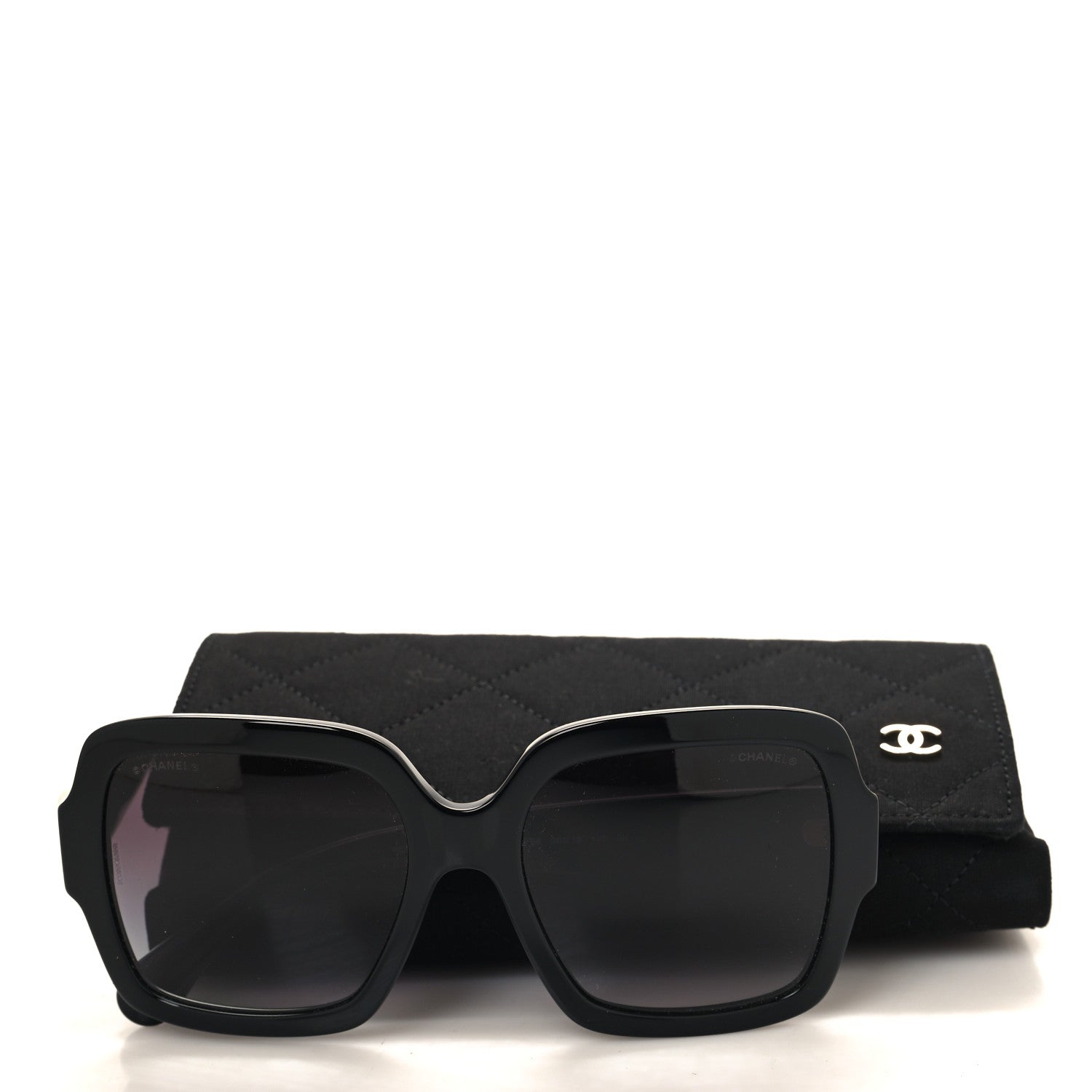 Chanel Acetate Charms Pearl Square Sunglasses 5479-A Black Gold 7 of 7