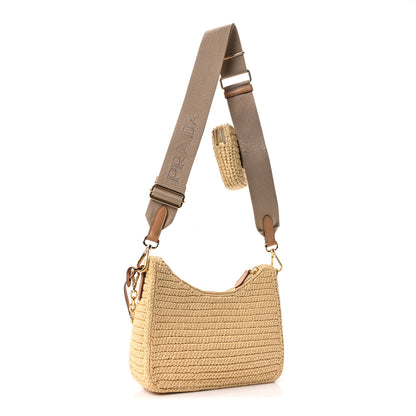 Prada Yarn Raffia Effect Crochet Re-Edition 2005 Shoulder Bag Naturale 3 of 11