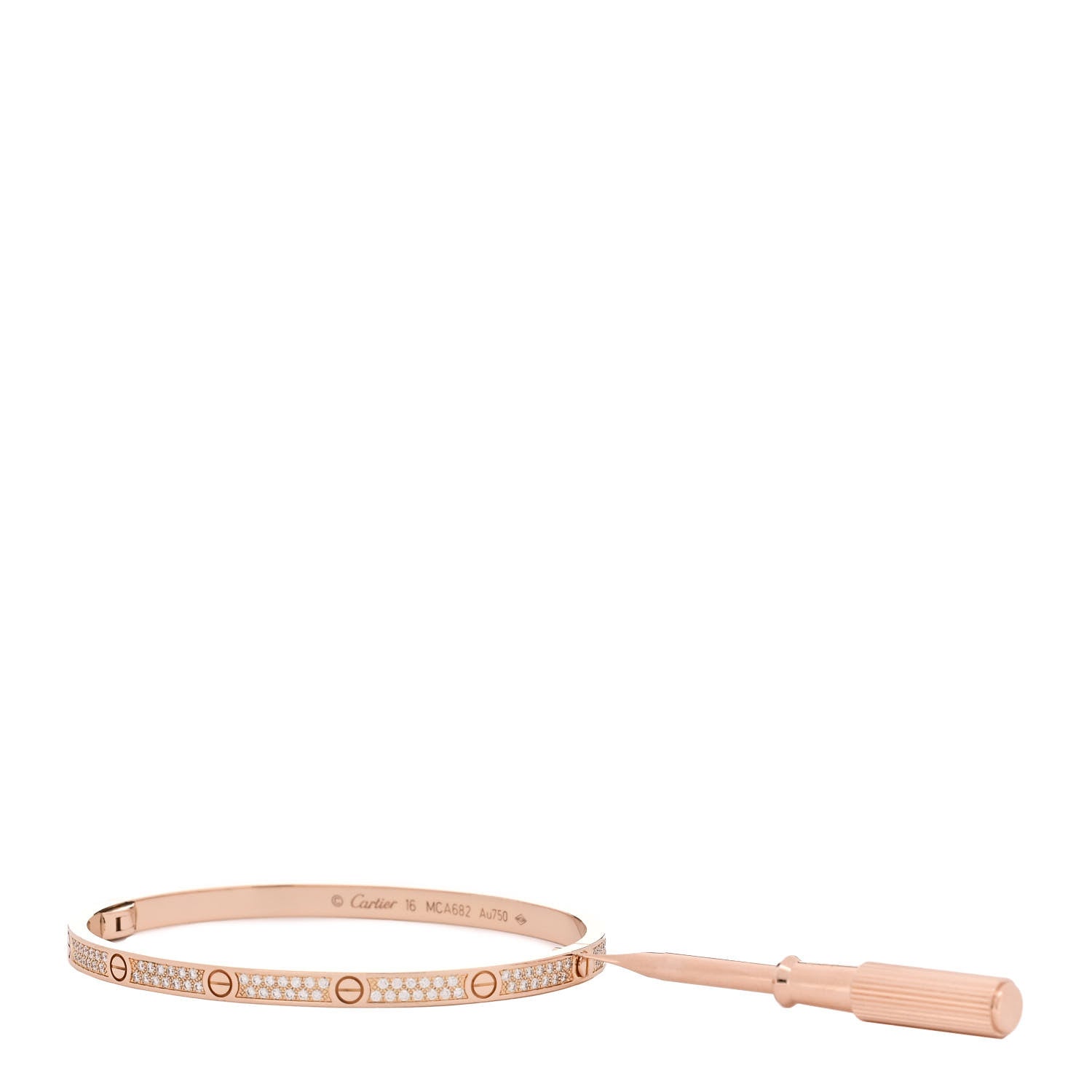 Cartier 18K Pink Gold Diamond Small LOVE Paved Bracelet 16 4 of 6