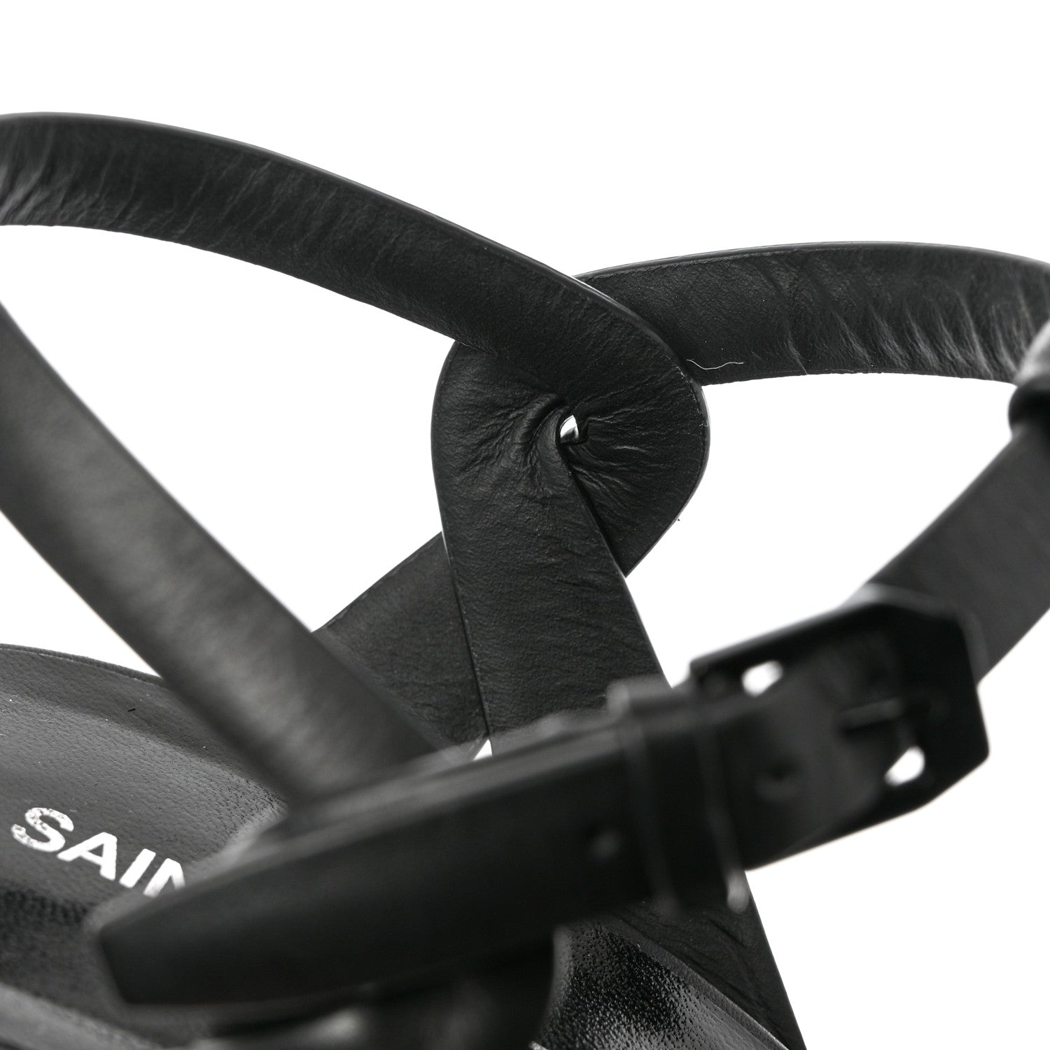 Saint Laurent Calfskin Tribute 95 Platform Espadrille Wedge Sandals 36 Black 9 of 11