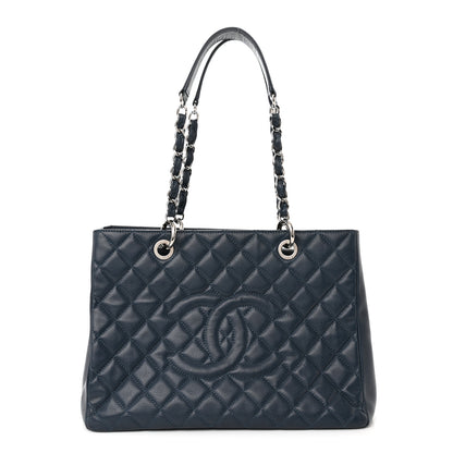 Chanel Caviar Quilted Grand Shopping Tote GST Dark Blue 1 of 10